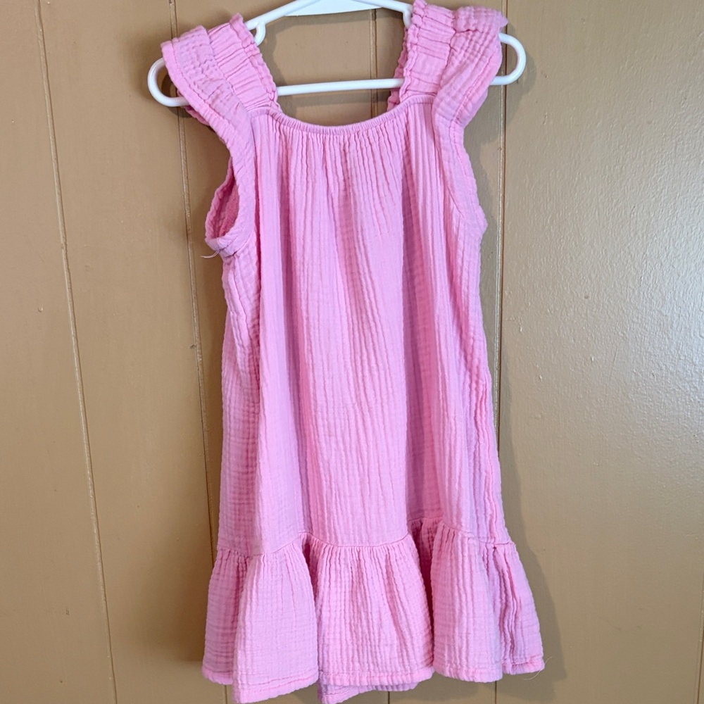 Girls' Pink Ruffle Hem Cotton Dress